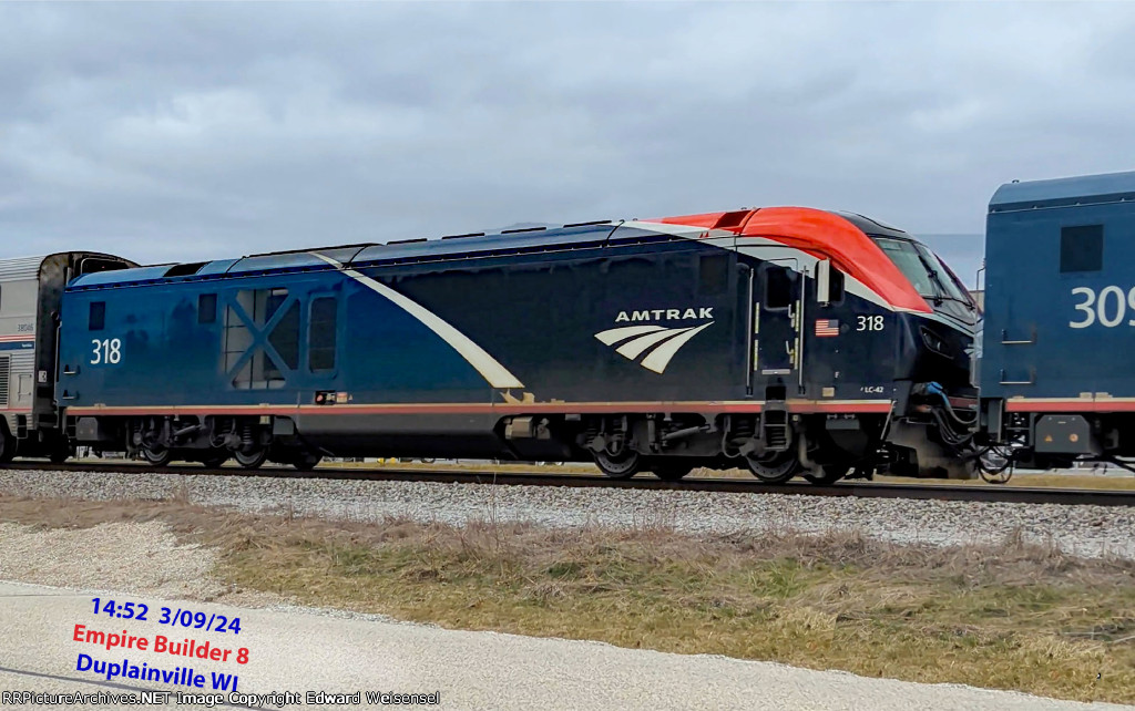 Amtk 309 & 318 on Empire Builder 8 Saturday